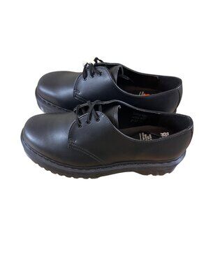 Dr. Martens Size M10/W11 Black Leather Lace-Up Shoes Rubber Sole Unisex Footwear